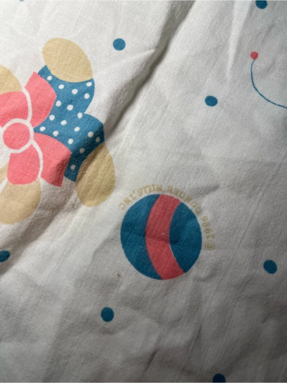 Vintage Dundee Fitted Bassinet Crib Sheet White 100% Cotton Pink Blue Bears 1986
